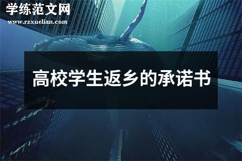 高校学生返乡的承诺书