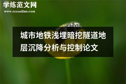 城市地铁浅埋暗挖隧道地层沉降分析与控制论文