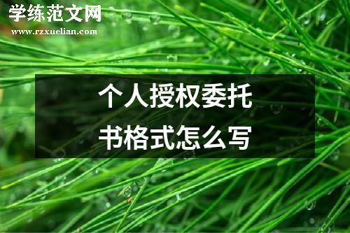 个人授权委托书格式怎么写